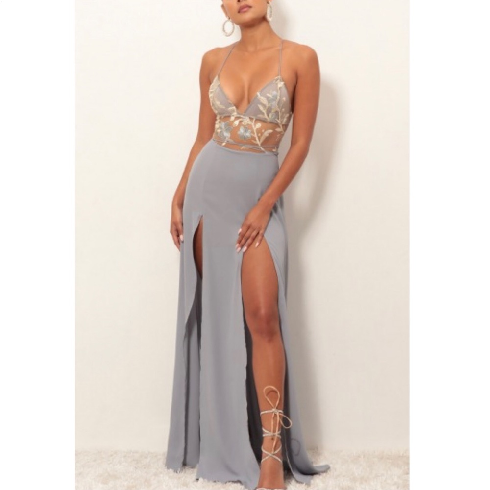 Light grey/blue slit dress